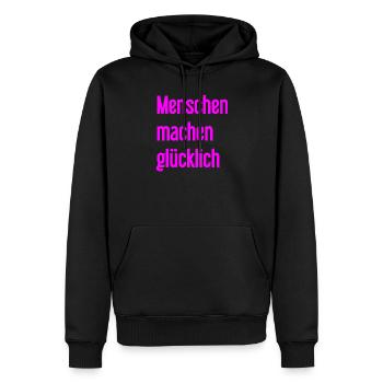 Menschen machen glücklich – Positives Statement - Männer Premium Bio Hoodie - Schwarz - Vorne - Nico (187cm)