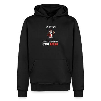 pull moche noël humour idée cadeau vêtement - Sweat à capuche Premium bio Homme - noir - Devant - Nico (187cm)