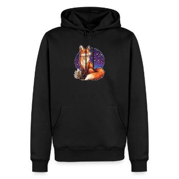 Renard et ciel étoilé - Sweat à capuche Premium bio Homme - noir - Devant - Nico (187cm)