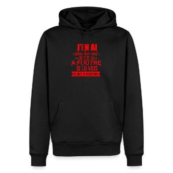 J' en ai Absolument rien à foutre - Sweat à capuche Premium bio Homme - noir - Devant - Nico (187cm)