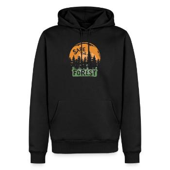 en sécurité dans la forêt - Amis de la forêt et coucher de soleil - Sweat à capuche Premium bio Homme - noir - Devant - Nico (187cm)