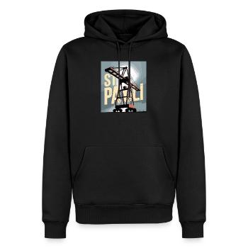 St. Pauli, Hambourg, Port, Port, Grue, Nostalgie - Sweat à capuche Premium bio Homme - noir - Devant - Nico (187cm)