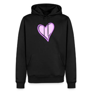 Cœur violet avec contour noir - Sweat à capuche Premium bio Homme - noir - Devant - Nico (187cm)