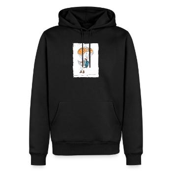 Airborne Reader Illustration - Men’s Premium Organic Hoodie - black - Front - Nico (187cm)