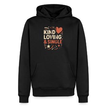 Positives Design für einsame Herzen - Männer Premium Bio Hoodie - Schwarz - Vorne - Nico (187cm)