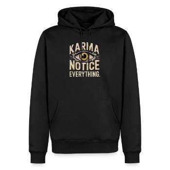 Karma Notice Eye Design, dicton motivant - Sweat à capuche Premium bio Homme - noir - Devant - Nico (187cm)