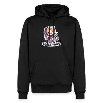 Space Paws – Pixel Cat in Space - Männer Premium Bio Hoodie - Schwarz - Vorne - Nico (187cm)