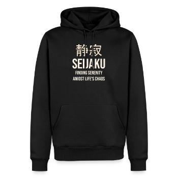 Seijaku Sérénité au Cœur du Chaos - Sweat à capuche Premium bio Homme - noir - Devant - Nico (187cm)