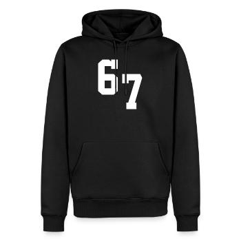 Digital Neon 67 Typography - Men’s Premium Organic Hoodie - black - Front - Nico (187cm)