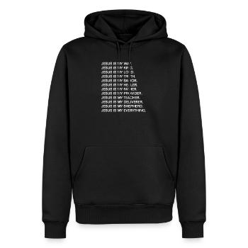 Jésus est ma voie. Jésus est mon Roi. - Sweat à capuche Premium bio Homme - noir - Devant - Nico (187cm)