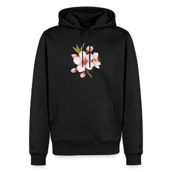 Mandelblüte Rosa Frühlingsblume  - Männer Premium Bio Hoodie - Schwarz - Vorne - Nico (187cm)