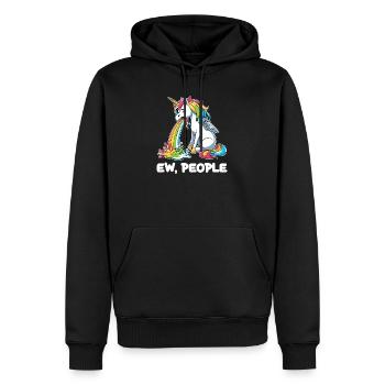 Licorne arc-en-ciel crache arc-en-ciel - Sweat à capuche Premium bio Homme - noir - Devant - Nico (187cm)