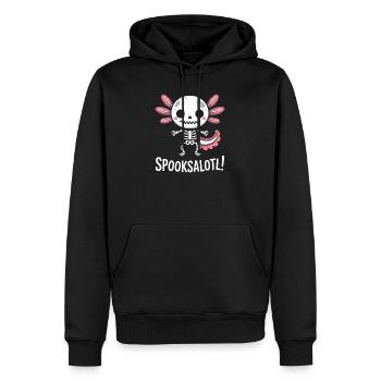 Spooksalot-Skelettdesign - Männer Premium Bio Hoodie - Schwarz - Vorne - Nico (187cm)