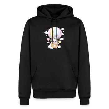 Pastell-Kaninchenballon im Himmel - Männer Premium Bio Hoodie - Schwarz - Vorne - Nico (187cm)