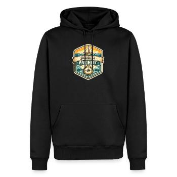 Segeln ist Freiheit Patch - Männer Premium Bio Hoodie - Schwarz - Vorne - Nico (187cm)