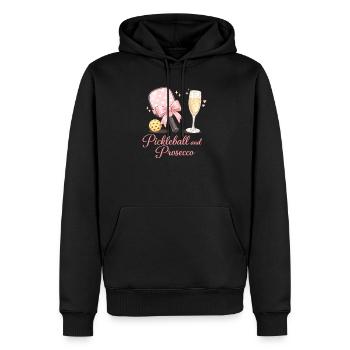 Pickleball et flair Prosecco - Sweat à capuche Premium bio Homme - noir - Devant - Nico (187cm)