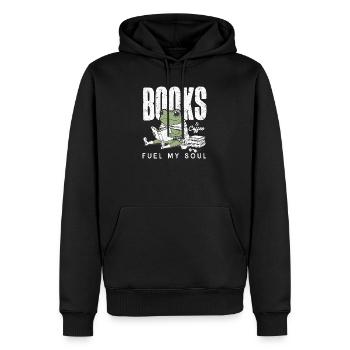 Bücherfrosch & Kaffee Bücherwurm Leseratte Buch - Männer Premium Bio Hoodie - Schwarz - Vorne - Nico (187cm)