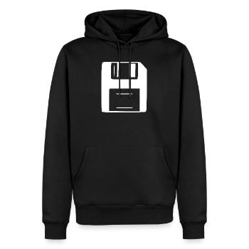 Retro_Vintage_80er_90er_Jahre_Diskette_weiss_Ge - Men’s Premium Organic Hoodie - black - Front - Nico (187cm)