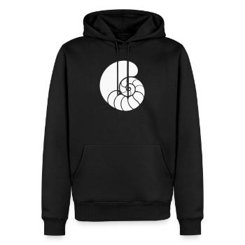 Dessin de coquillage en spirale de mer - Sweat à capuche Premium bio Homme - noir - Devant - Nico (187cm)