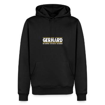 Gerhard - Sweat à capuche Premium bio Homme - noir - Devant - Nico (187cm)