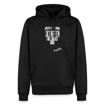 Auf die Fresse - Männer Premium Bio Hoodie - Schwarz - Vorne - Nico (187cm)