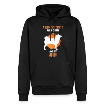 Akita - Sweat à capuche Premium bio Homme - noir - Devant - Nico (187cm)