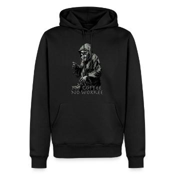 No Coffee No Workee Reaper Kaffee - Männer Premium Bio Hoodie - Schwarz - Vorne - Nico (187cm)