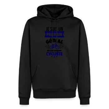 Parrain génial et super cycliste Vélo Cyclisme - Sweat à capuche Premium bio Homme - noir - Devant - Nico (187cm)