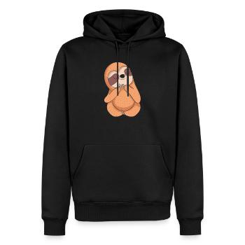 Faultier - Männer Premium Bio Hoodie - Schwarz - Vorne - Nico (187cm)