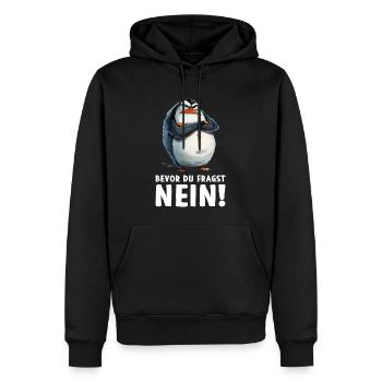 Penguin Bird Chick Before You Ask No - Men’s Premium Organic Hoodie - black - Front - Nico (187cm)