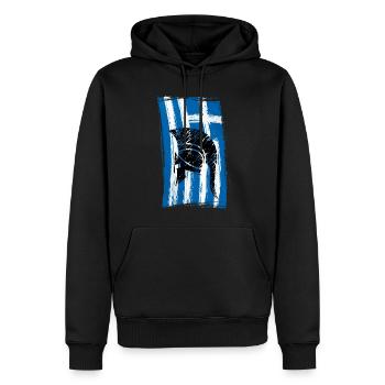 Hinweis Griechenland Helm Sparta - Männer Premium Bio Hoodie - Schwarz - Vorne - Nico (187cm)