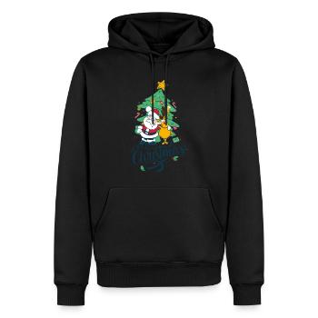 Weihnachtsmann mit Rentieren - Männer Premium Bio Hoodie - Schwarz - Vorne - Nico (187cm)