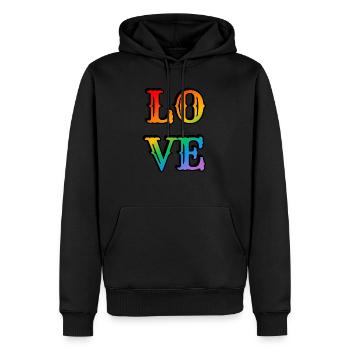 Retro Regenbogen Liebe - Männer Premium Bio Hoodie - Schwarz - Vorne - Nico (187cm)