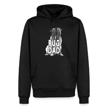 PUG DAD MOPS PAPA - Männer Premium Bio Hoodie - Schwarz - Vorne - Nico (187cm)