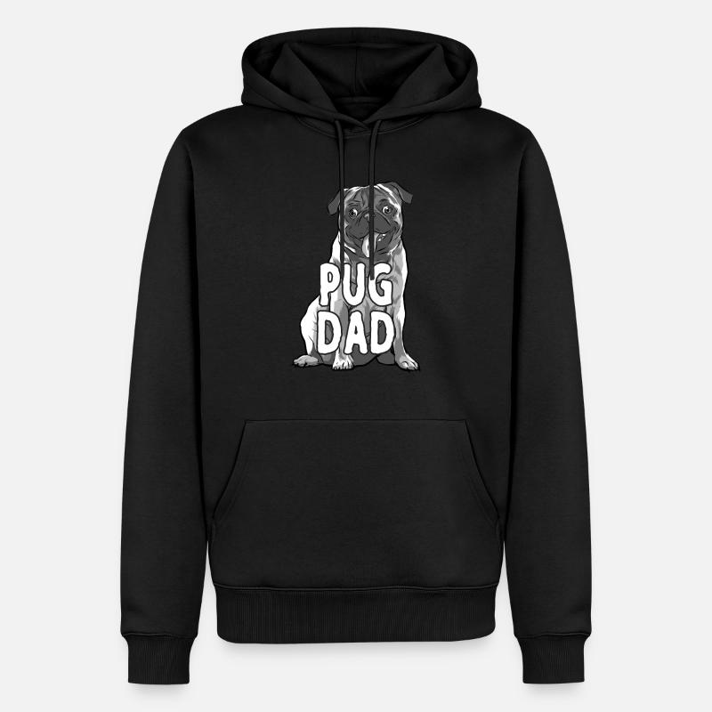 PUG DAD MOPS PAPA - Sweat à capuche Premium bio Homme - noir