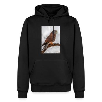 Turmfalke im Schnee IG32258 2 - Männer Premium Bio Hoodie - Schwarz - Vorne - Nico (187cm)