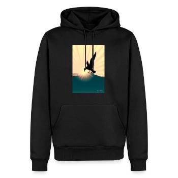 La mouette - Sweat à capuche Premium bio Homme - noir - Devant - Nico (187cm)