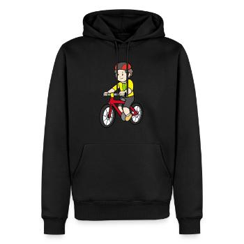 Cycliste - Sweat à capuche Premium bio Homme - noir - Devant - Nico (187cm)
