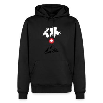 unsere Schweiz - Männer Premium Bio Hoodie - Schwarz - Vorne - Nico (187cm)