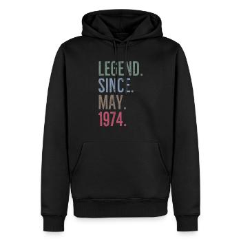 Légende depuis mai 1974 - Sweat à capuche Premium bio Homme - noir - Devant - Nico (187cm)