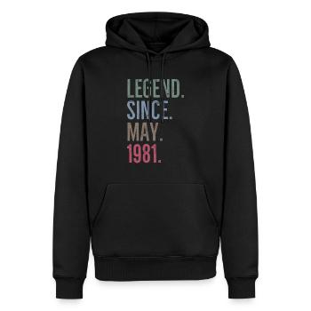 Légende depuis mai 1981 - Sweat à capuche Premium bio Homme - noir - Devant - Nico (187cm)
