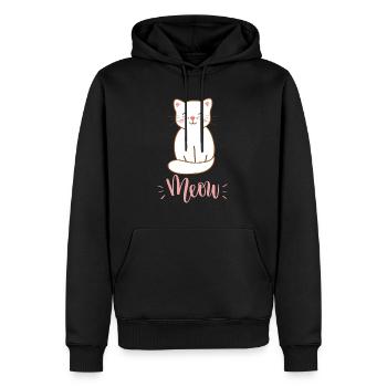 Mignon Kawaii drôle de chat disant miaulement - Sweat à capuche Premium bio Homme - noir - Devant - Nico (187cm)