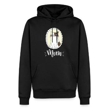 Mignon Kawaii drôle de chat disant miaulement - Sweat à capuche Premium bio Homme - noir - Devant - Nico (187cm)