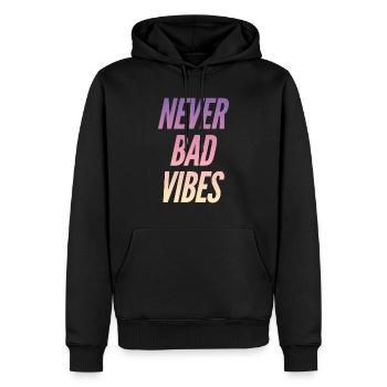 Good vibes - Men’s Premium Organic Hoodie - black - Front - Nico (187cm)