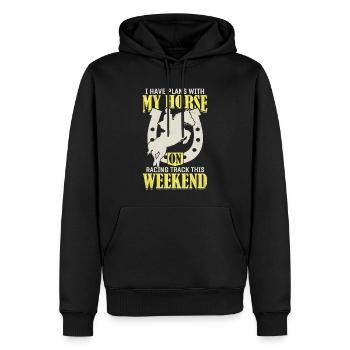 I have plans with my horse - barrel - Men’s Premium Organic Hoodie - black - Front - Nico (187cm)