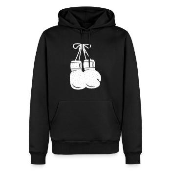 Boxhandschuhe weiß - Männer Premium Bio Hoodie - Schwarz - Vorne - Nico (187cm)