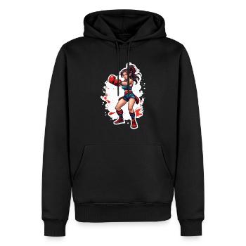 Boxeur / Sports / Combat / Arène / Ring de boxe / Poings - Sweat à capuche Premium bio Homme - noir - Devant - Nico (187cm)
