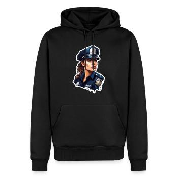 Police / Opérations / Profession / Emploi / Forces d’urgence - Sweat à capuche Premium bio Homme - noir - Devant - Nico (187cm)