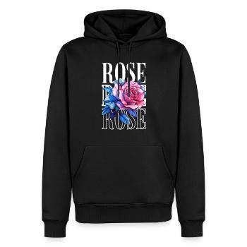 Fleurs de roses - Rose - Sweat à capuche Premium bio Homme - noir - Devant - Nico (187cm)