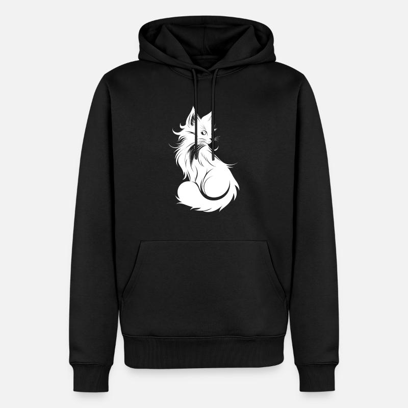silhouette de chat gracieuse - Sweat à capuche Premium bio Homme - noir